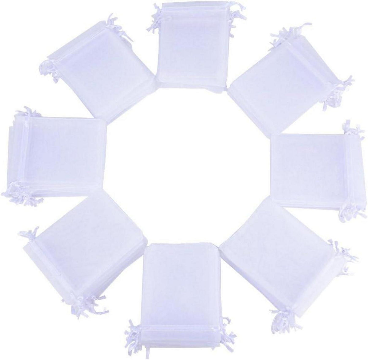 100x Organzabeutel transparent weiß für Geschenke Hochzeit Party