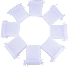 100x Organzabeutel transparent weiß für Geschenke Hochzeit Party