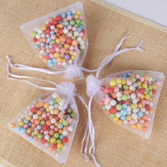 100x Organzabeutel transparent weiß für Geschenke Hochzeit Party