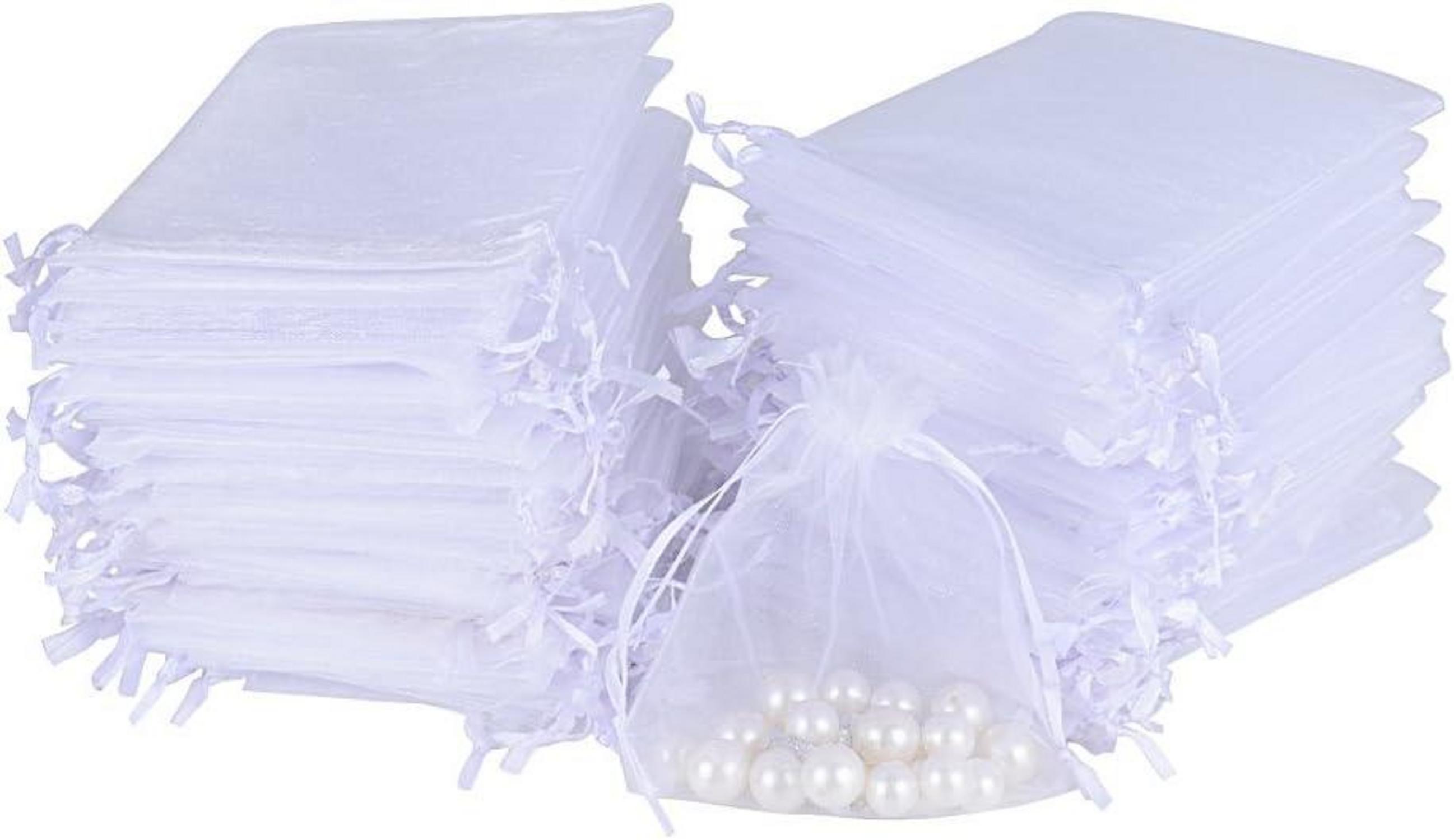 100 Organzabeutel Weiß 10x12 cm Geschenkbeutel für Hochzeit Party Weihnachten