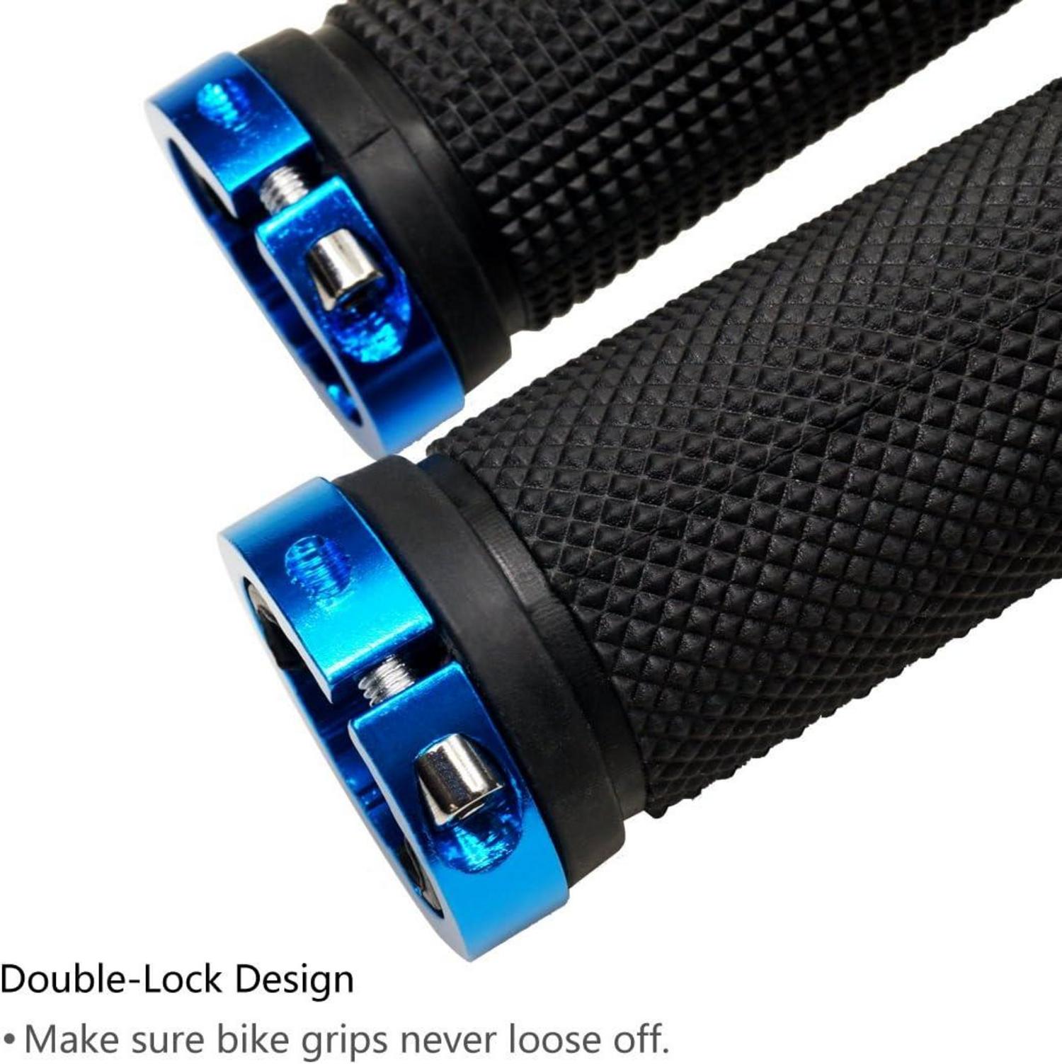 LYCAON Bike Lenker Griffe rutschfestes Gummi Aluminium Lock Blau