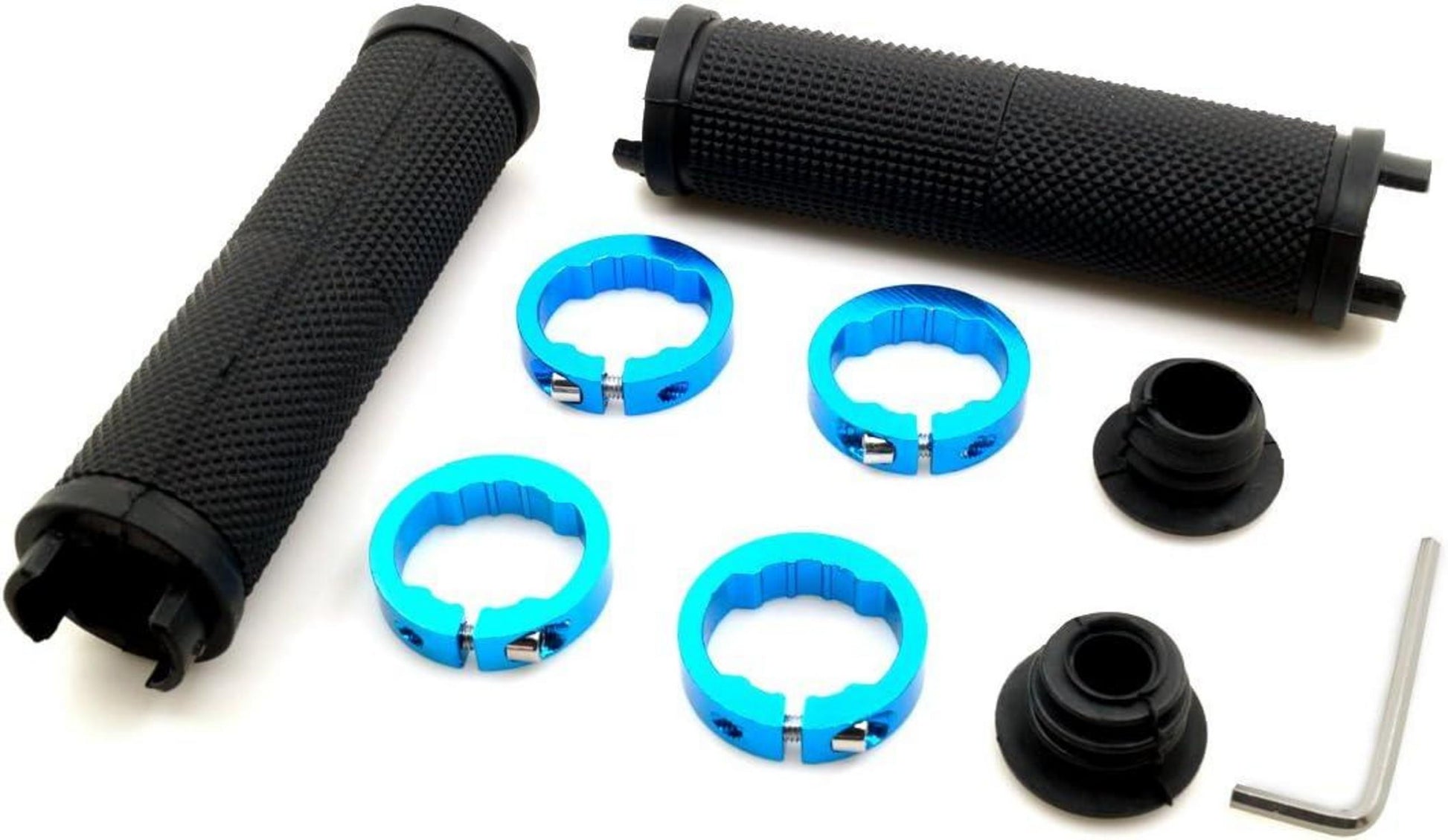 LYCAON Bike Lenker Griffe rutschfestes Gummi Aluminium Lock Blau