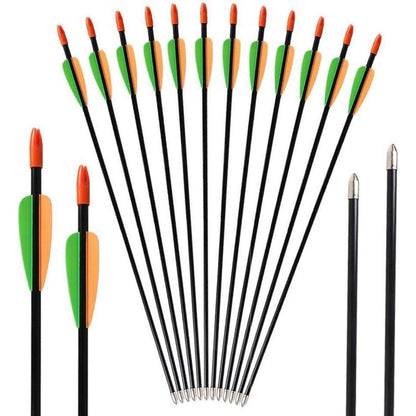 12x Fiberglaspfeile 28/26 Zoll für Bogenschießen