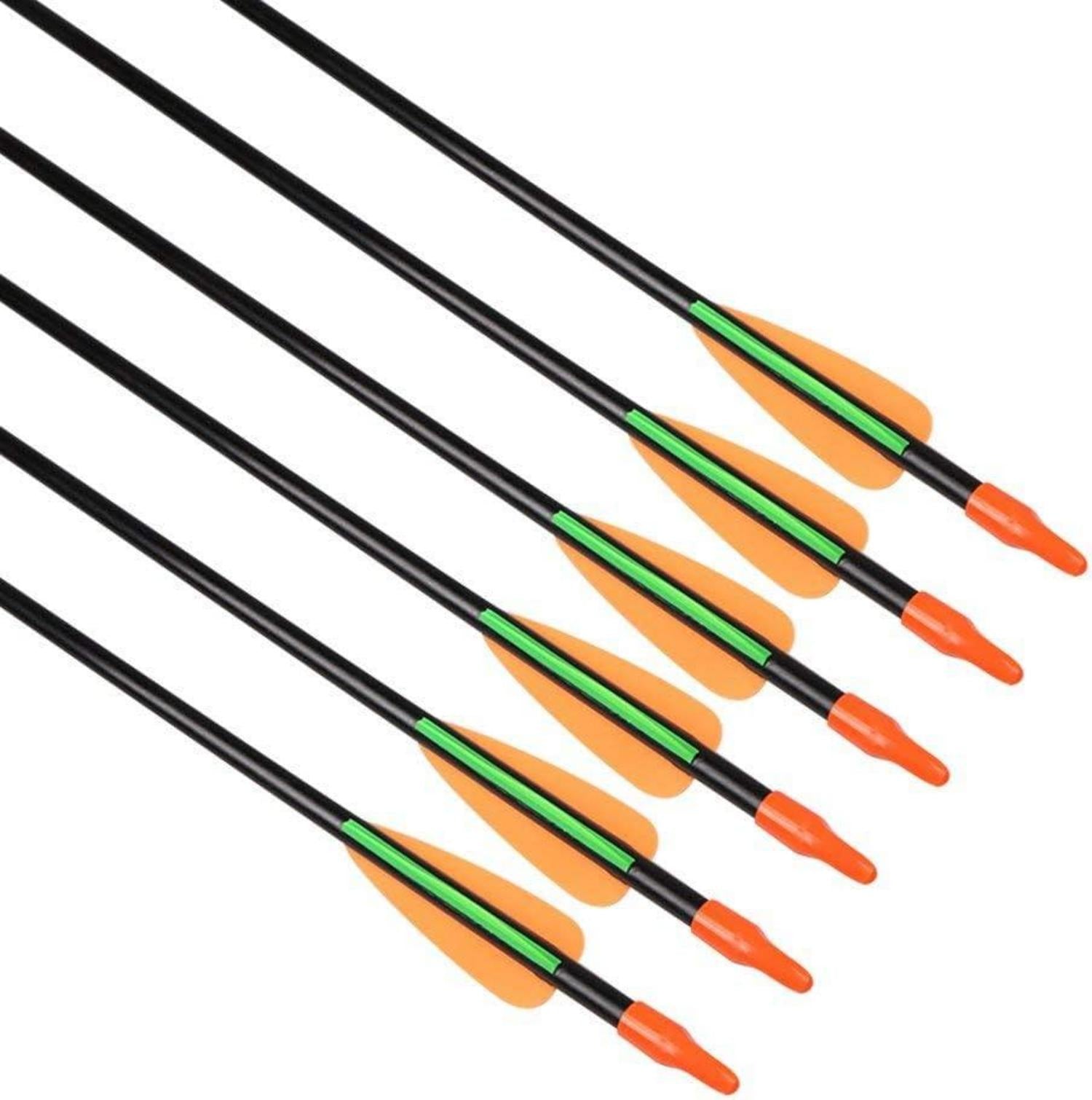 12 Stück Fiberglaspfeile 28/26 Zoll Bogenschießen Anfänger
