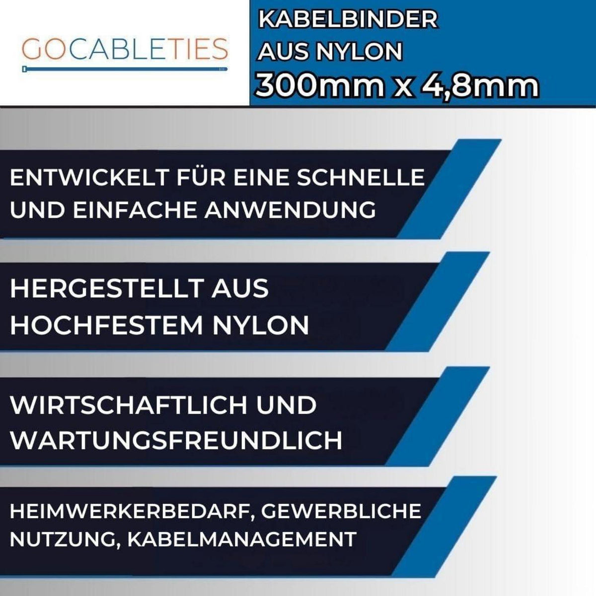 100 Kabelbinder Braun 300mm, 22kg Zugfestigkeit, UV Beständig
