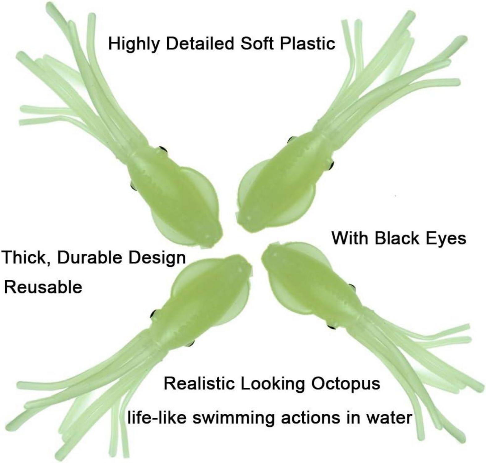 THKFISH Gummifisch Köder Leuchtend Octopus Tintenfisch Süßwasser 15