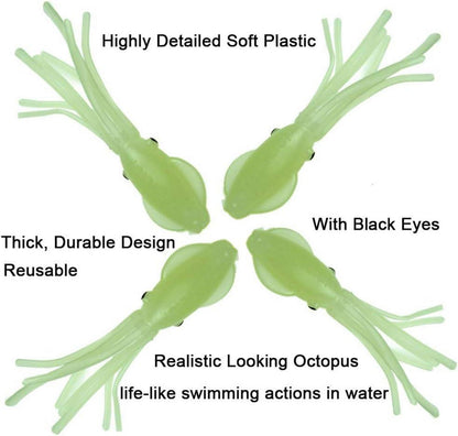 THKFISH Gummifisch Köder Leuchtend Octopus Tintenfisch Süßwasser 15
