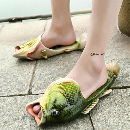 Fisch Hausschuhe Herren Grün 44/45 EU – Strand Schuhe