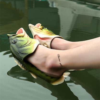 Fisch Hausschuhe Herren Grün 44/45 EU – Strand Schuhe