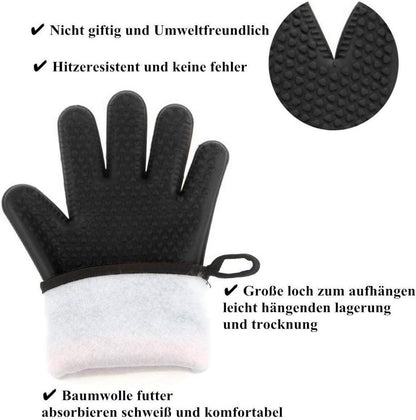Ofenhandschuhe 2er Set bis zu 350°C Silikon Hitzebeständige BBQ Backen