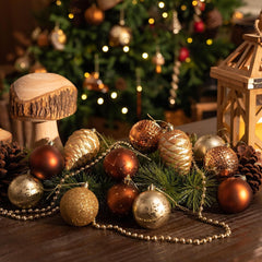 Weihnachtskugeln Set Wald Thema 100 TLG Kupfergold KL