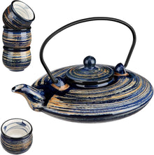 Steinzeug Tee Set Teekanne 800ml und 4 Teetassen 50ml