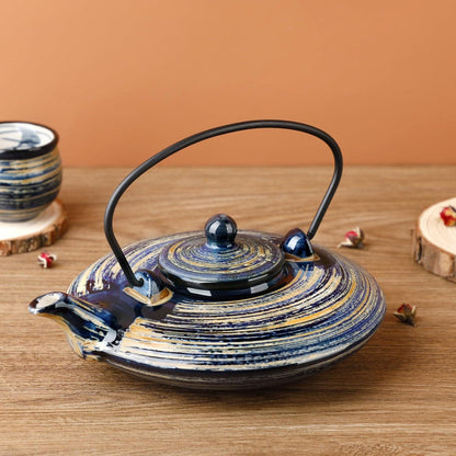 Steinzeug Tee Set Teekanne 800ml und 4 Teetassen 50ml