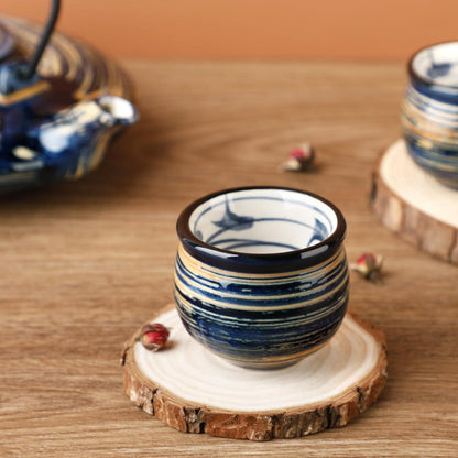 Panbado Teekanne Set Steinzeug 800 ml mit 4 Teetassen 50 ml Weihnachtsgeschenk