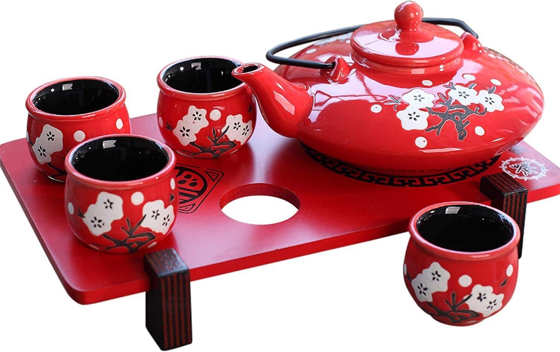 Panbado Japanisch Teeset aus Steinzeug 5tlg. 800ml Teekanne 4x 50ml Teetassen Js018-mc