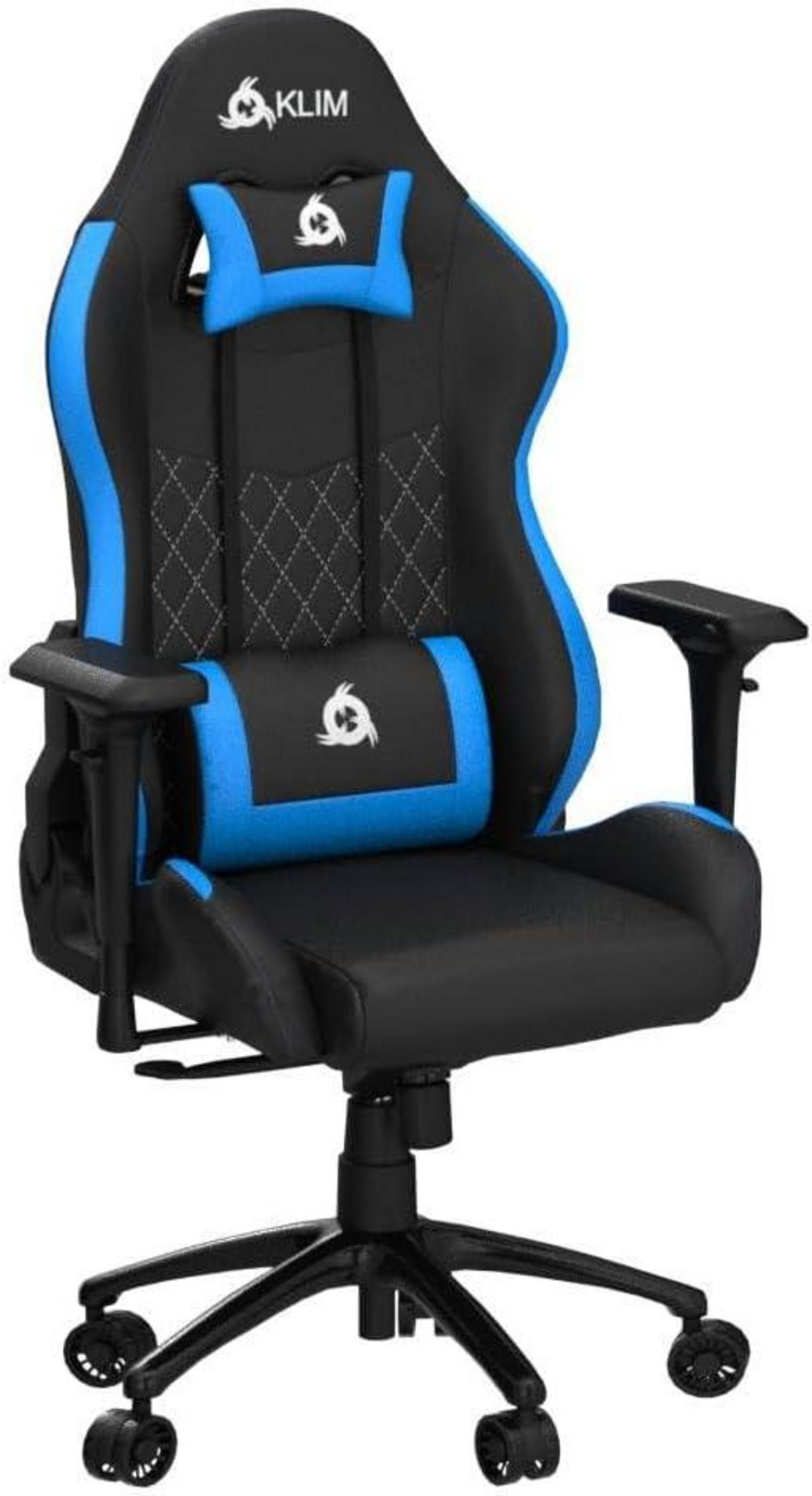 Ergonomischer KLIM Esports Gaming Stuhl mit Lenden- und Nackenstütze - Blau