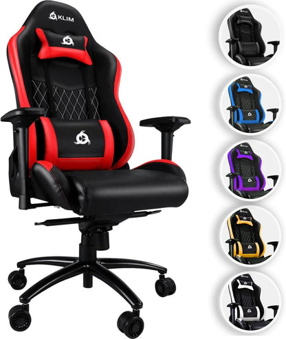 Gaming Stuhl mit Lenden- und Nackenstütze, verstellbar - Premium
