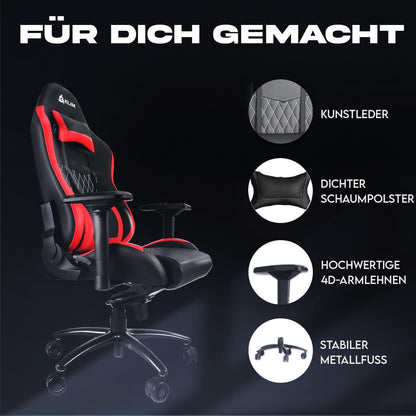 KLIM eSports Gaming Stuhl Premium Materialien Verstellbar Rot 2024 Version