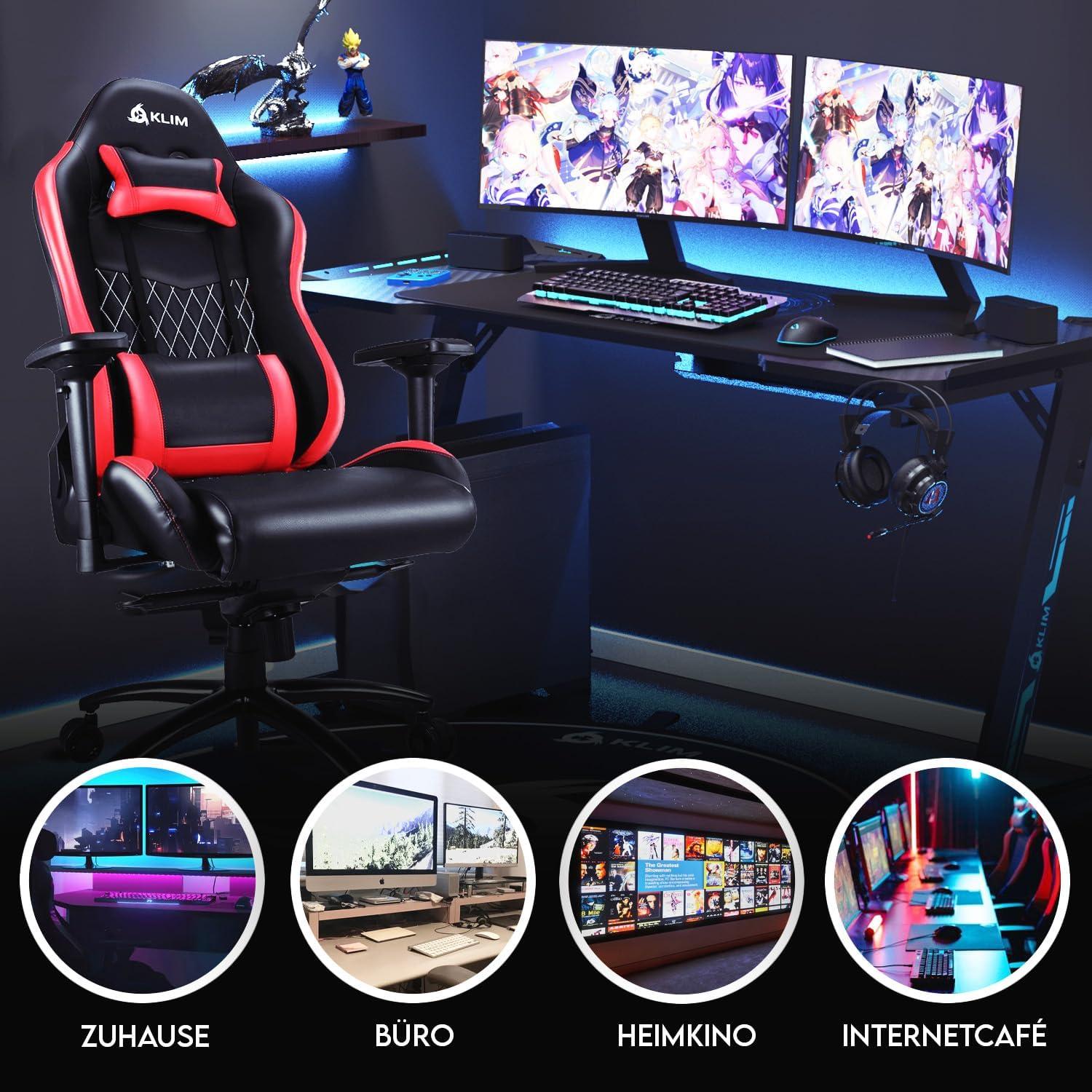 Gaming Stuhl mit Lenden- und Nackenstütze ergonomisch verstellbar