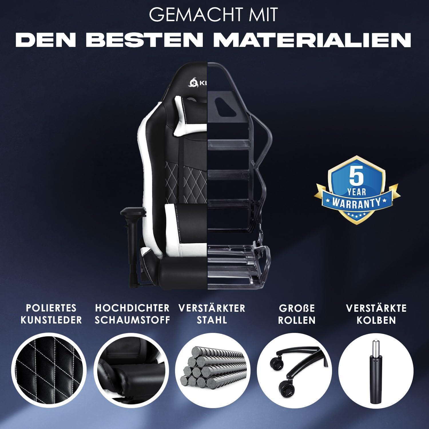 KLIM Esports Gaming Stuhl NEU 2024 Lenden- & Nackenstütze