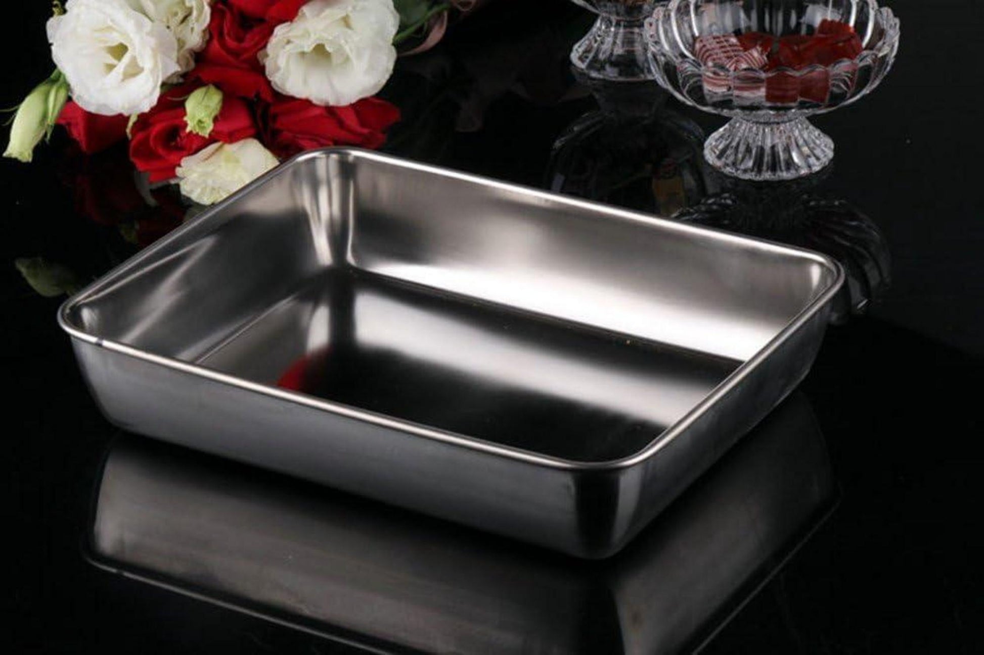 Backblech aus Edelstahl in 2 Größen für Kuchen, Cookies - Silber