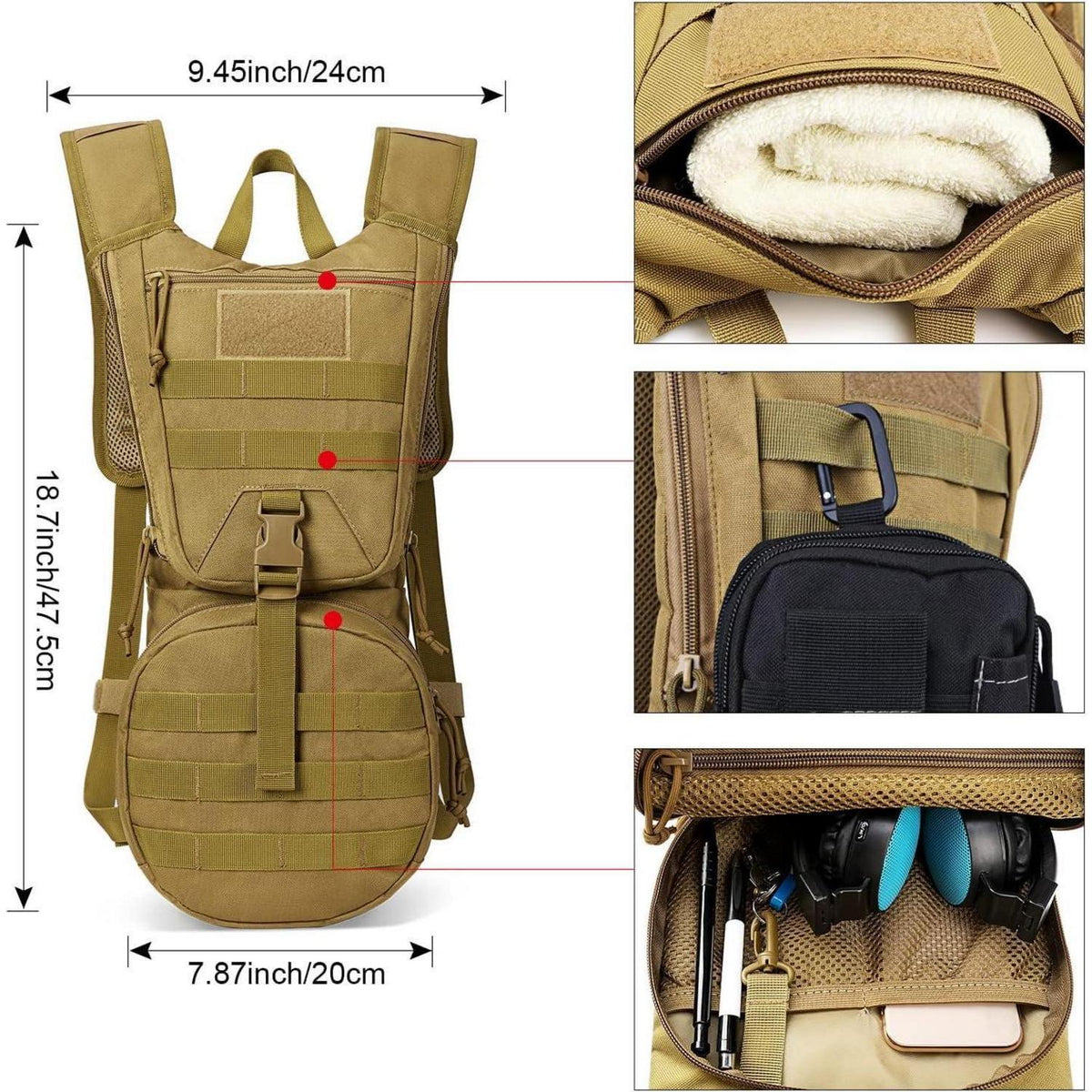 Militär Trinkrucksack mit 3L Trinkblase für Outdoor-Aktivitäten