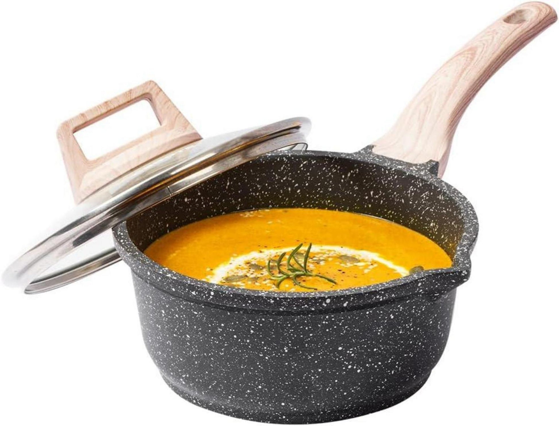 Antihaft Kasserolle mit Deckel 18 cm für Induktion, Gas, Elektroherde