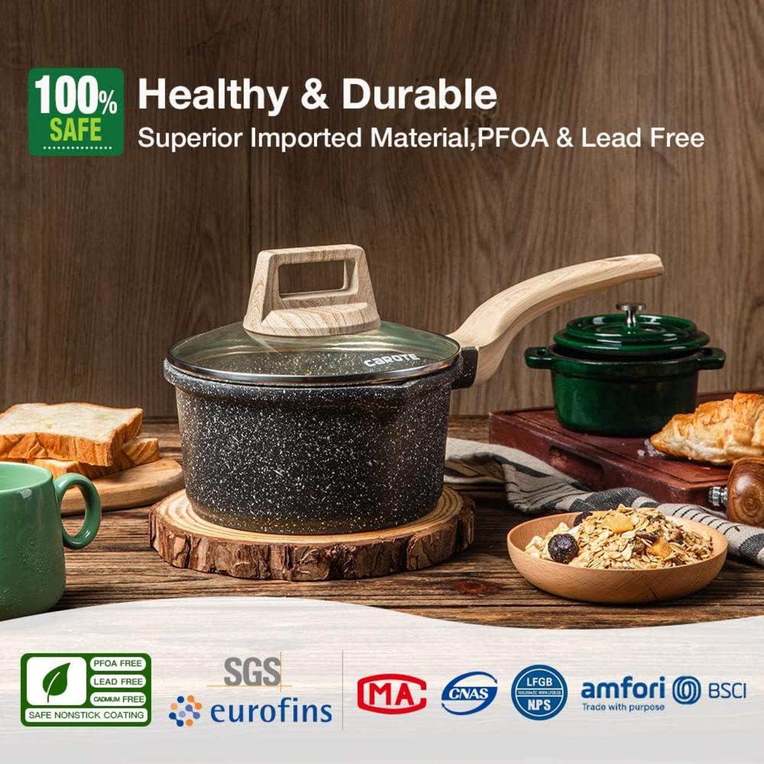 CAROTE 18 cm Kasserolle mit Deckel 1,7 l Antihaft Induktion