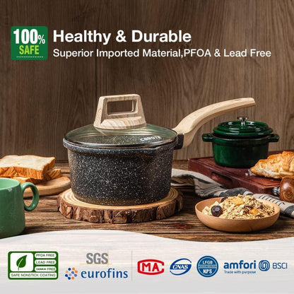 CAROTE 18 cm Kasserolle mit Deckel 1,7 l Antihaft Induktion