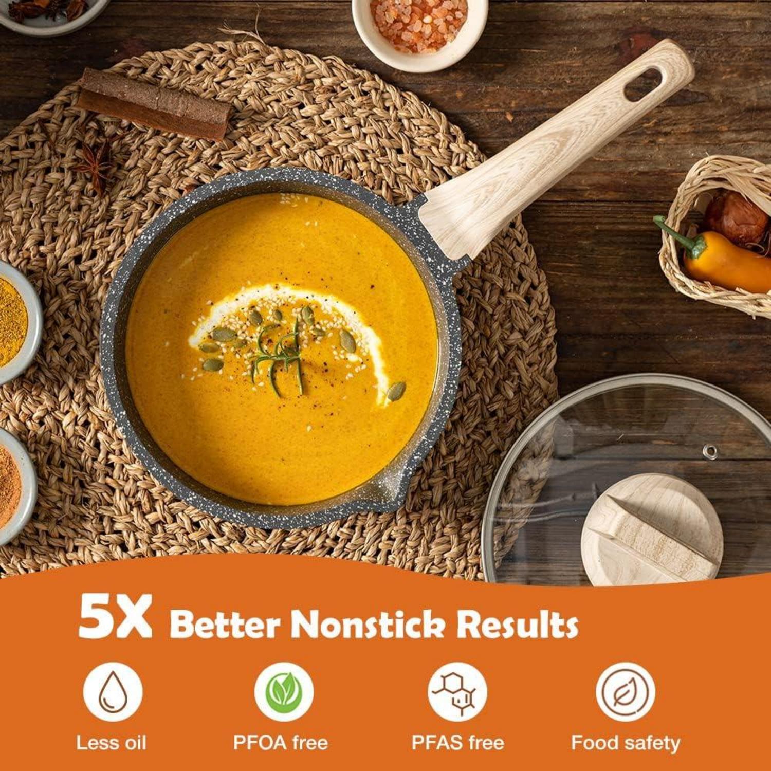 Antihaft Kasserolle mit Deckel 18 cm für Induktion, Gas, Elektroherde