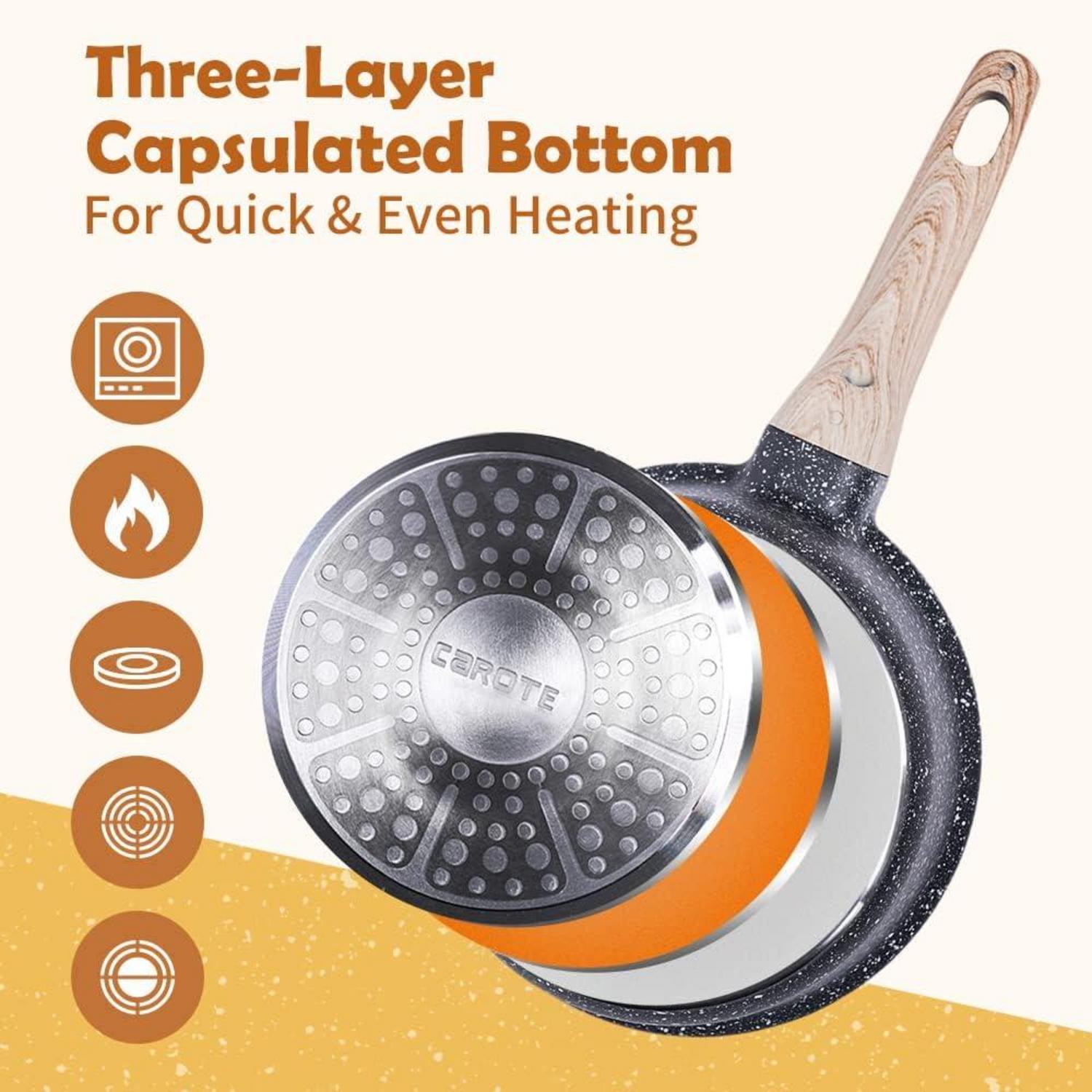 CAROTE 18cm Kasserolle mit Deckel, Antihaftbeschichtung 1,7 l