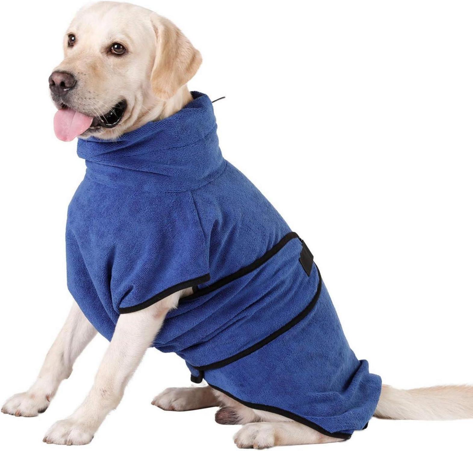 Hundebademantel Mikrofaser Verstellbare Träger Saugfähig XL