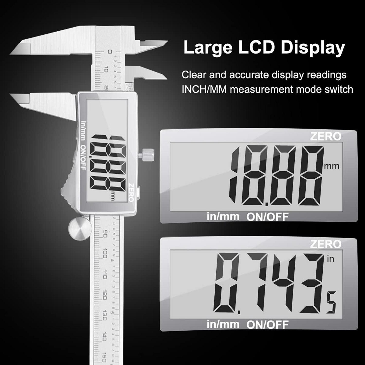 Digitale Messschieblehre Edelstahl 150mm Staubdicht Spritzwasserdicht - blau