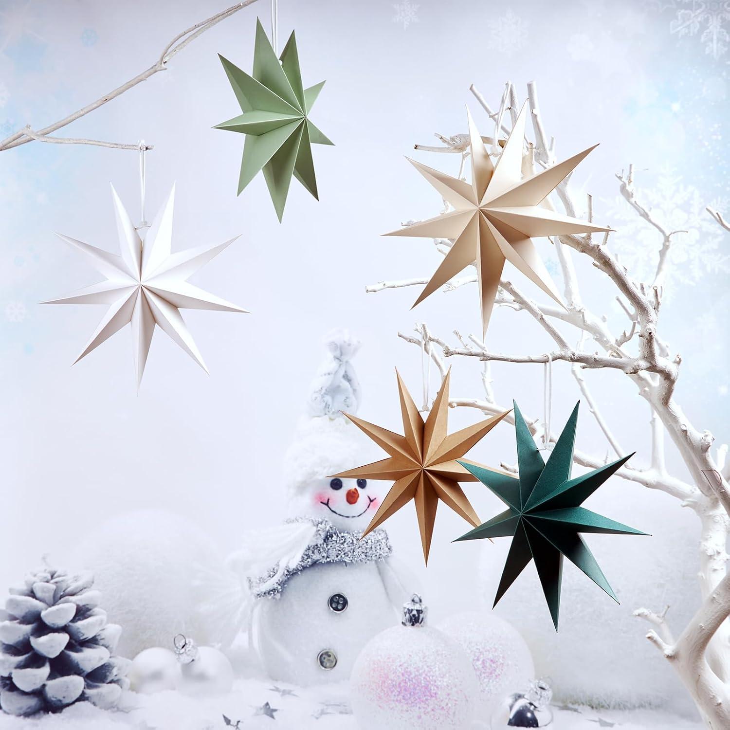 5er Set Papiersterne Beige Braun Weihnachten Dekoration 30cm