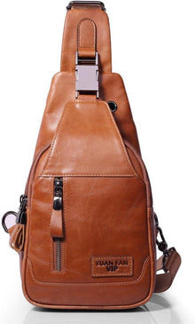 Leathario Herren Brusttasche echtes Leder Schultertasche Braun