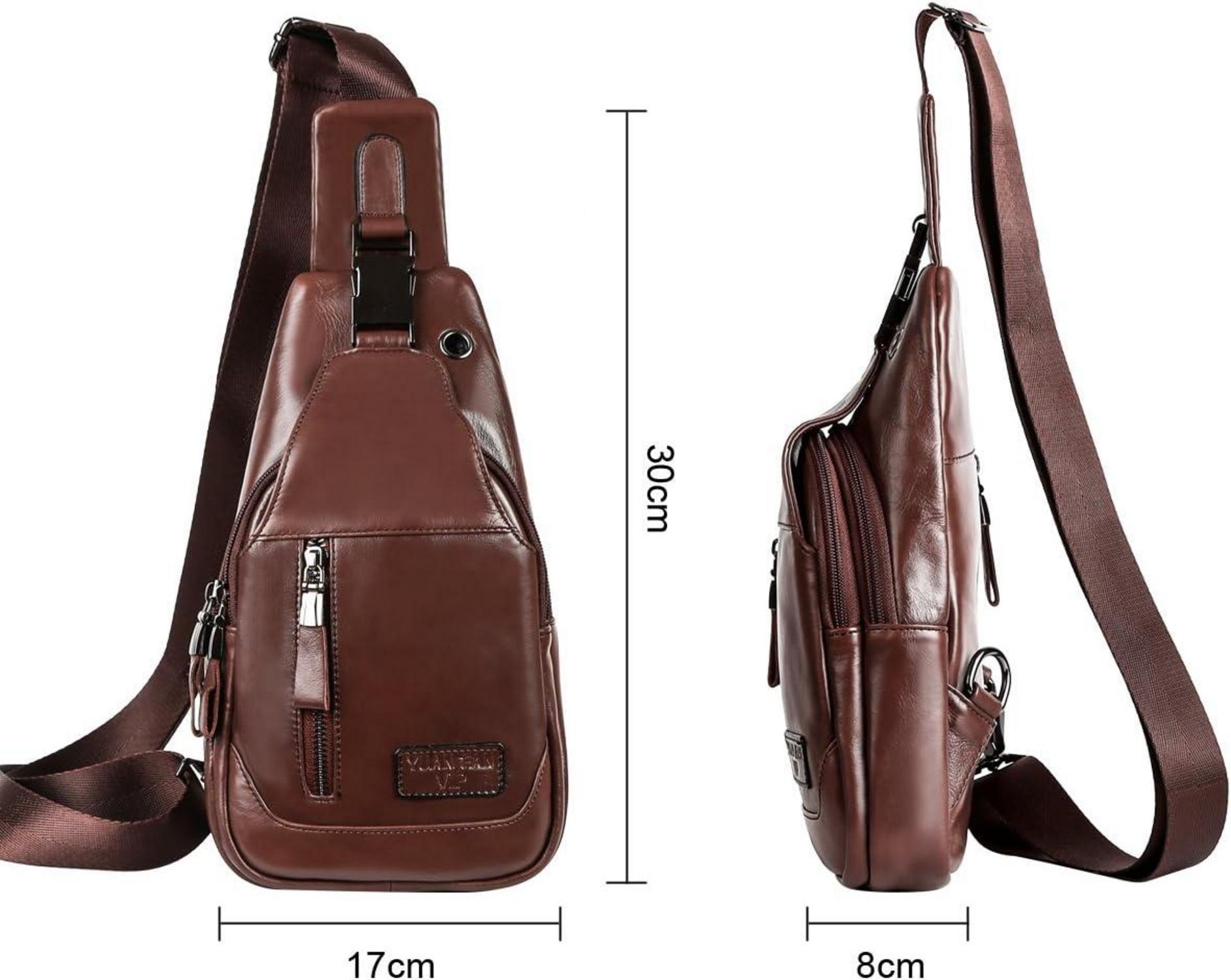 Echtes Leder Herren Brusttasche Umhängetasche Braun