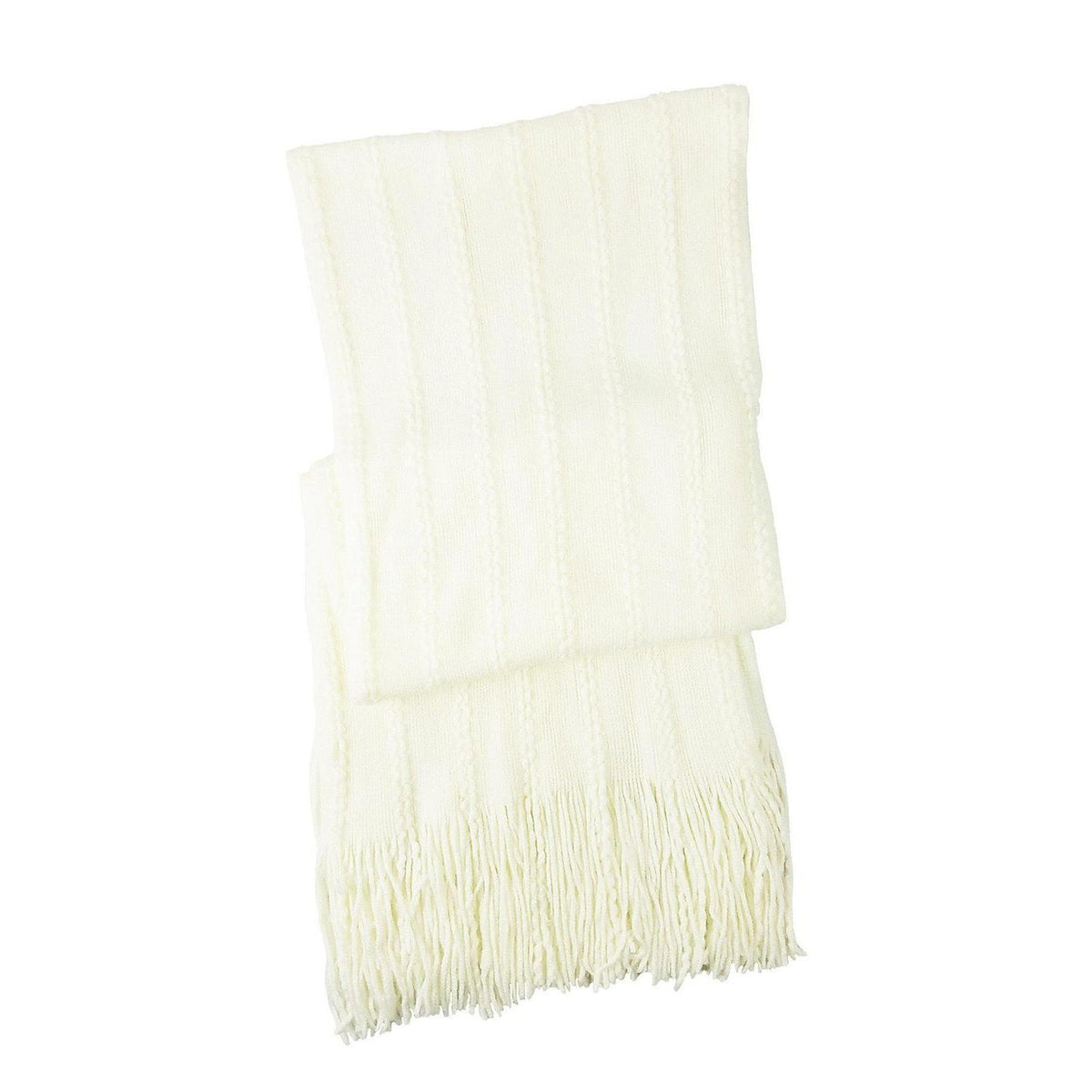 Schal und Handschuh Set Damen Zopfmuster Touchscreen Off-white