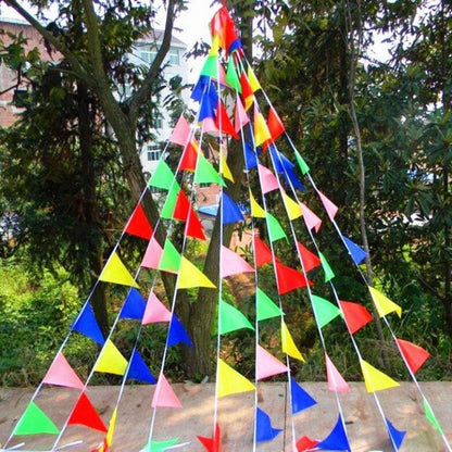 100M Wimpelkette Mehrfarbig Nylon Stoff Banner Geburtstag Hochzeit 200 Flags