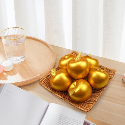Goldene Künstliche Äpfel für Weihnachtsbaumdekoration 6er Set 7x8 cm