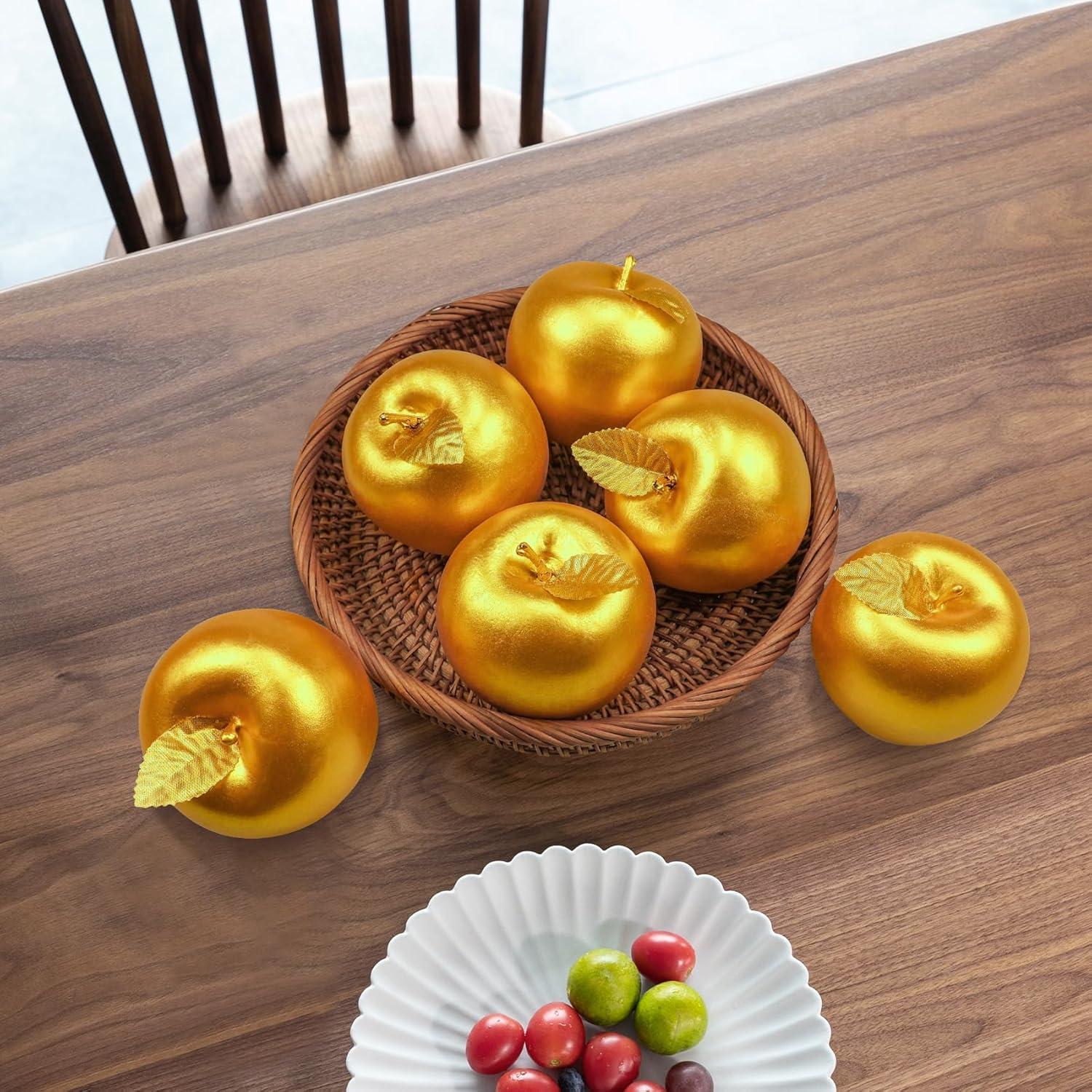 Goldene Äpfel Weihnachtsdeko 6er Set 7cm Styropor Goldfarben