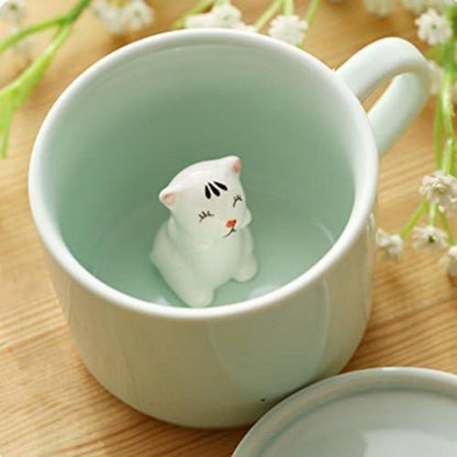 Keramik Becher 3D Katze Tier Morgen Schale Geschenk