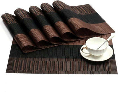 Fontic 6er Set Platzsets Rutschfest Abwaschbar Tischmatten PVC Hitzebeständig 30x45cm