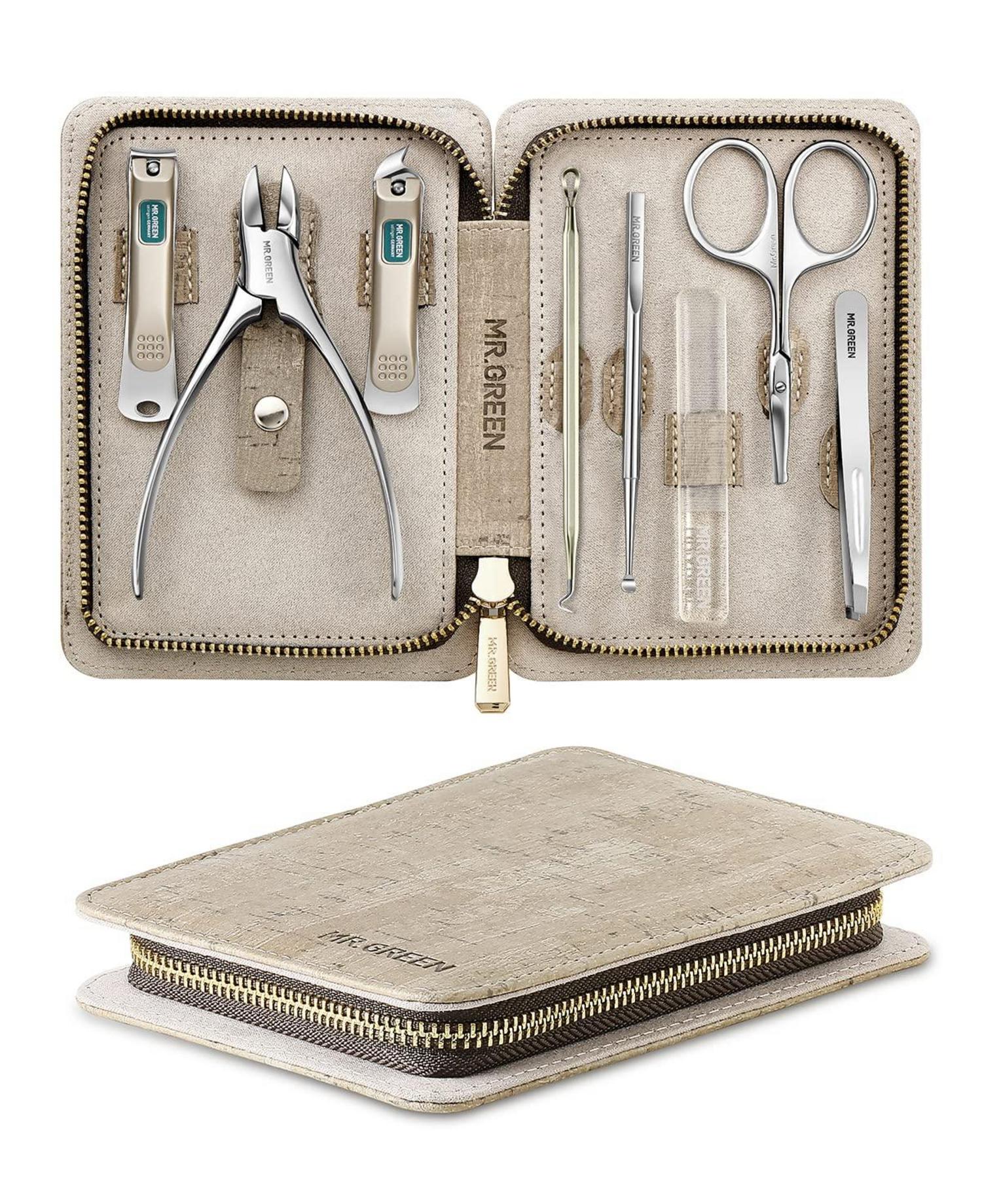 Professionelles Edelstahl Nagelknipser Geschenkset mit Ledertasche