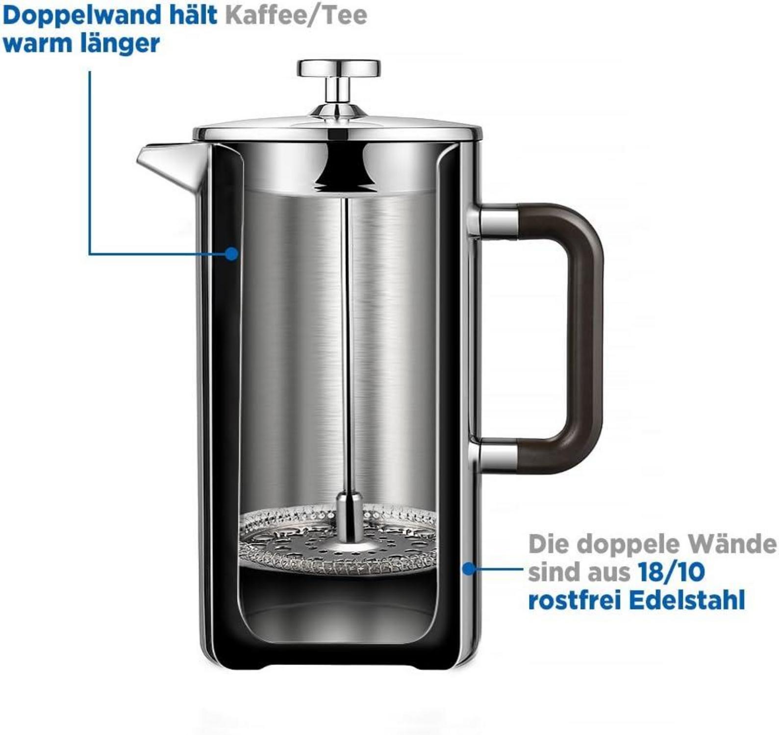 ecooe 1.5L French Press Kaffeebereiter Edelstahl