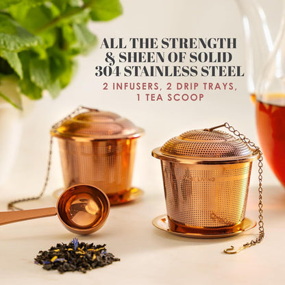 Apace Teesieb Set Edelstahl Tee-Ei losen Teeblättern Roségold-Rostfrei