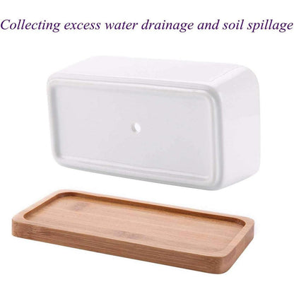 Bambus Untersetzer Set Rechteckig 6er Tablett Holz Tray