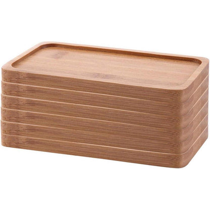 Bambus Untersetzer Set Rechteckig 6er Tablett Holz Tray