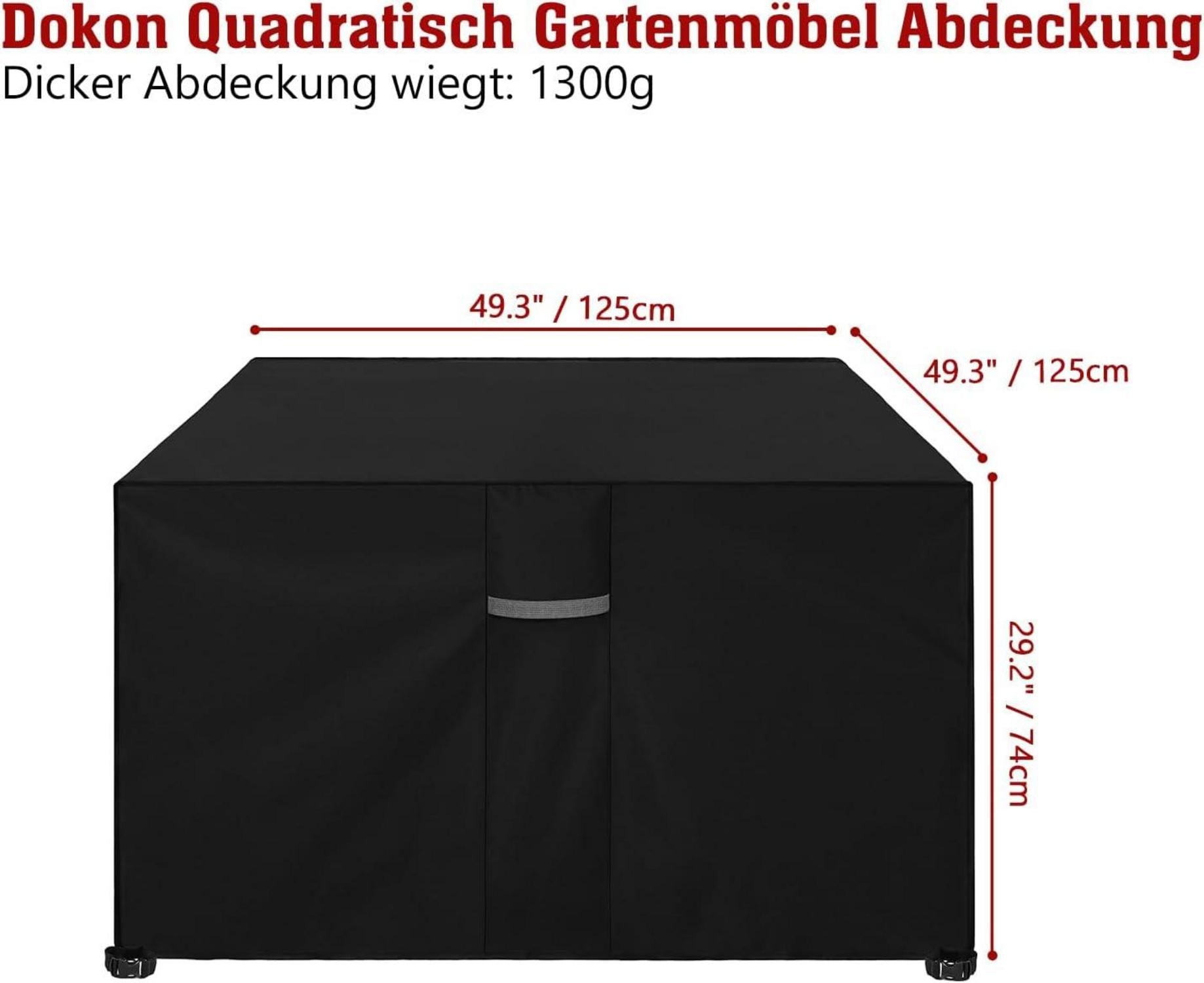 Gartenmöbel Abdeckung Wasserdicht 600D Oxford Gartentisch 125x125x74cm