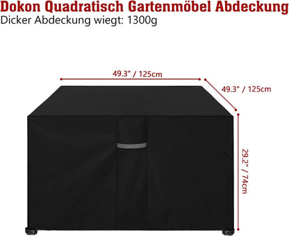 Gartenmöbel Abdeckung Wasserdicht 600D Oxford Gartentisch 125x125x74cm
