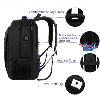 Business Laptop Rucksack 15,6 Zoll USB Ladeanschluss Schwarz